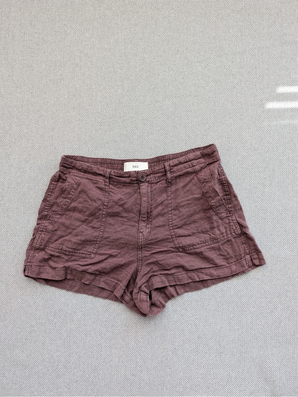 BKE Women's High-Waist Mauve Casual Linen-Blend Shorts
